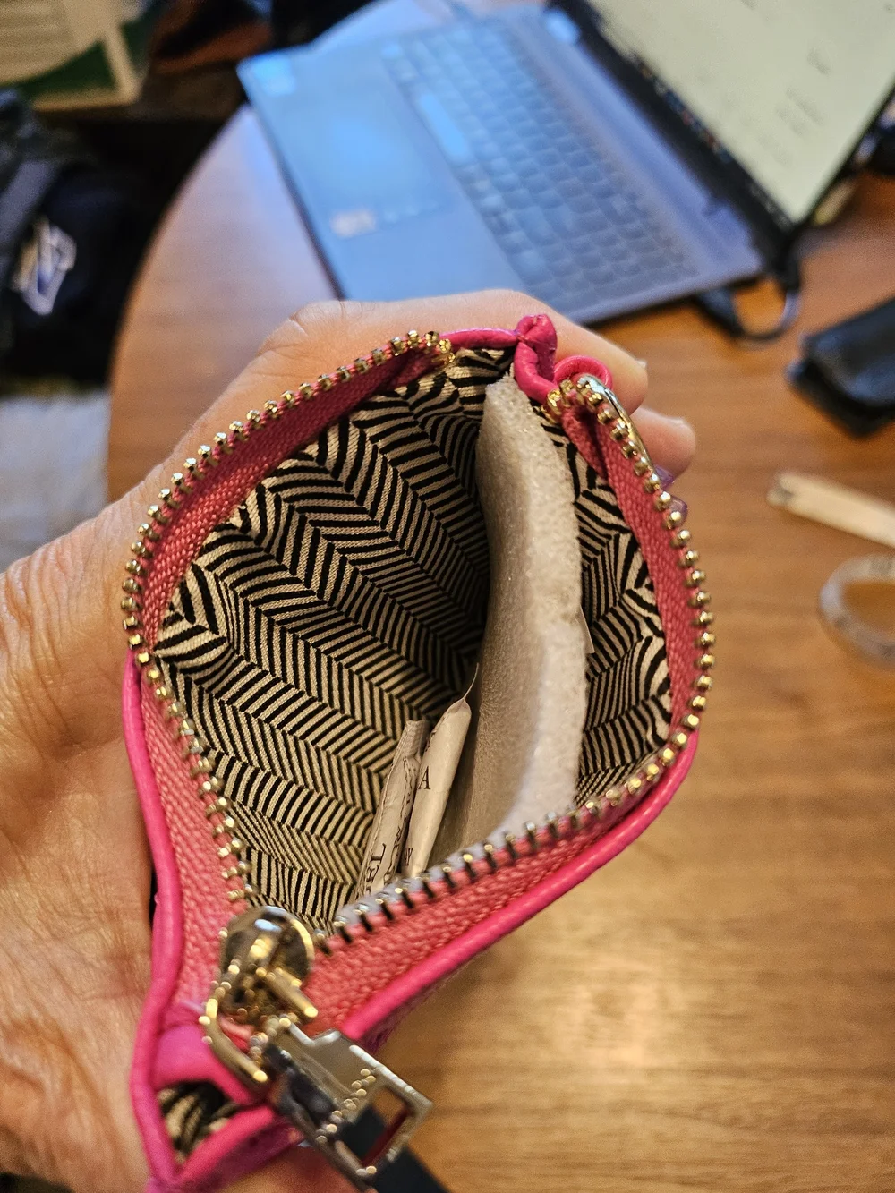 New Jen & Co Pink Leather Credit Card Wallet Wristlet